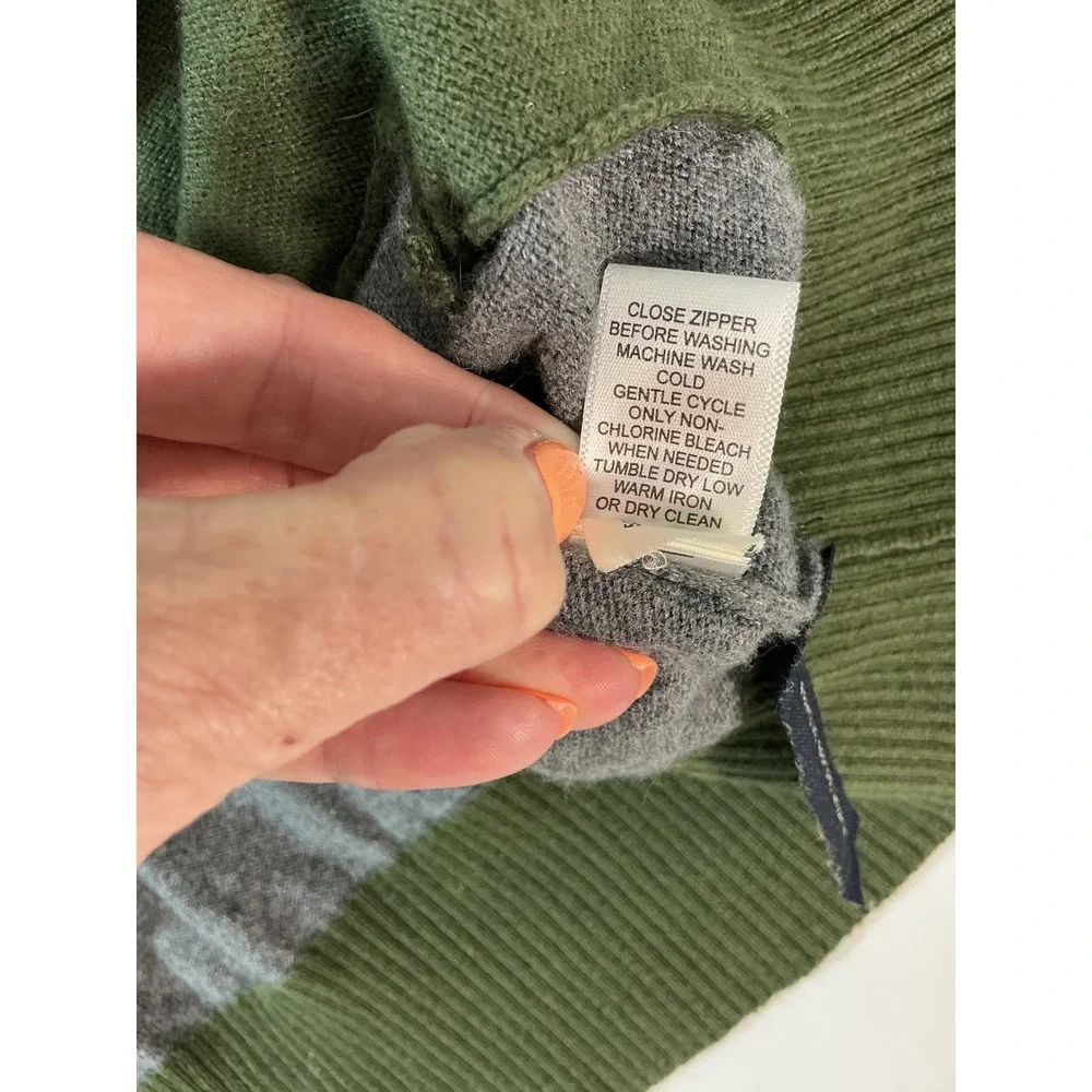 VTG Banana Republic Full Zip Striped Sweater Green Gray Size M Y2K Silk Blend